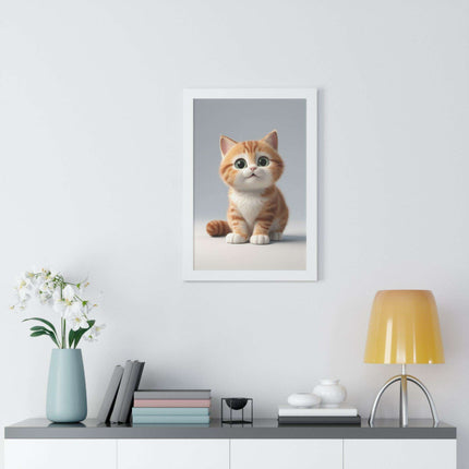 Sustainable Chic Cat Art Framed Print for Eco-Friendly Home Decor