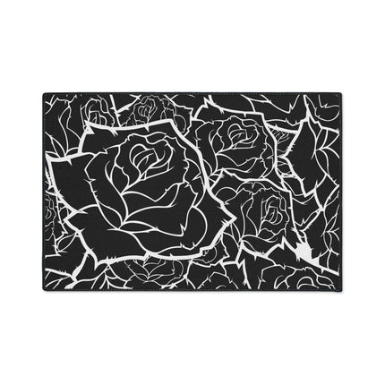 Customizable Elegant Black and White Floral Non-Slip Mat
