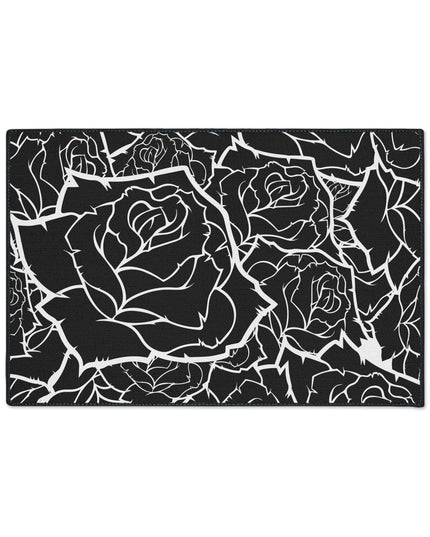 Customizable Elegant Black and White Floral Non-Slip Mat
