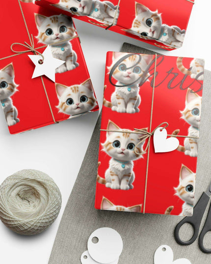 Eco-Chic Cat Themed Customizable Holiday Gift Wrap Collection