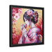 Sustainable Japanese Beauty: Vibrant Canvas Art in Black Pinewood Frame