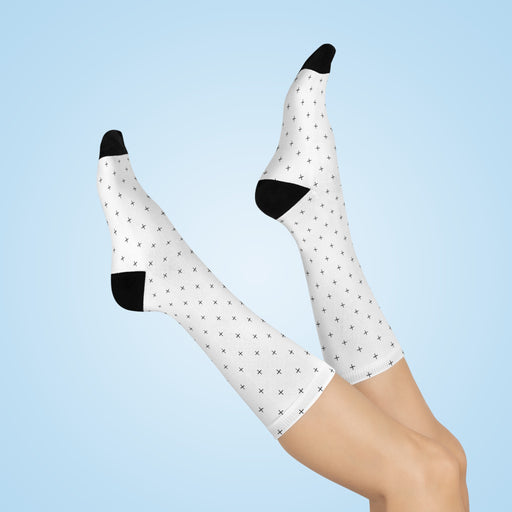 Monochromatic Patterned Crew Socks - One-Size Fits All-Day Comfort