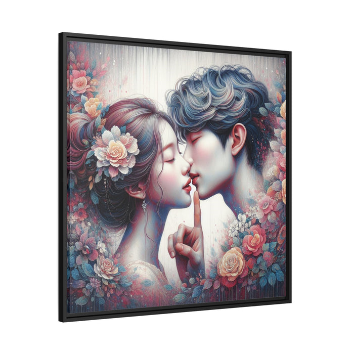 Elegant Black Pinewood Framed Valentine Canvas Art