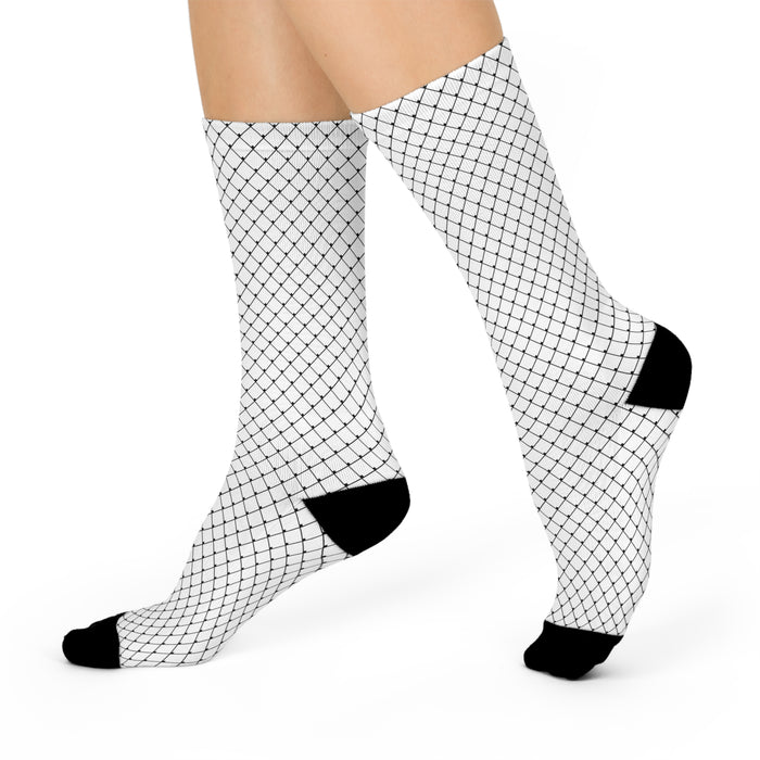 Plush Tartan Crew Socks - Gender-Neutral One-Size Cozy Fit