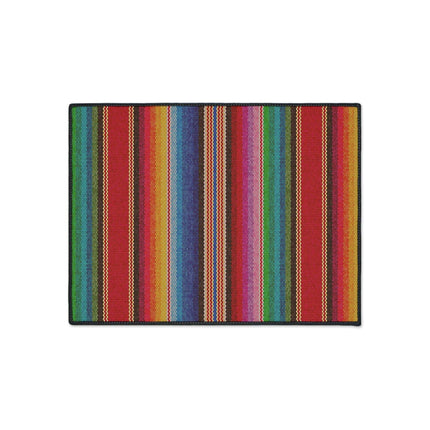 Elegant Vintage Luxe Ethnic Floor Mat with Chic Black Trim