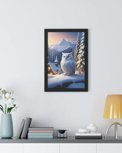 Sustainable Winter Owl Framed Wall Art: Elegant Eco-Friendly Decor for Your Home