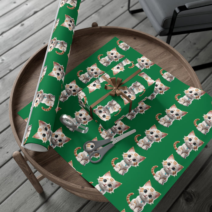 Elegant Meow Cat Christmas - Premium USA-Made Gift Wrap Paper: Matte & Satin Finishes | Eco-Friendly, Three Sizes