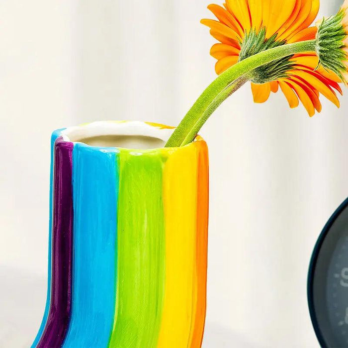 Vibrant Rainbow Vase - Burst of Color for Your Home