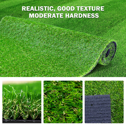 Room & Decor 2-Pack 3.3ft x 10ft Realistic Synthetic Grass Rug with Dr