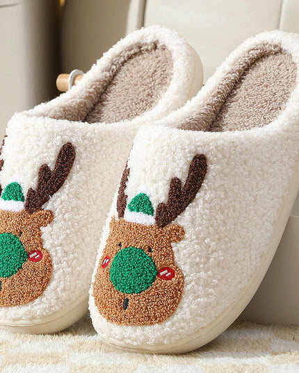 Christmas Shoes Winter Home Slippers Elk Soft Cozy Bedroom Slipper Slip On House Shoes