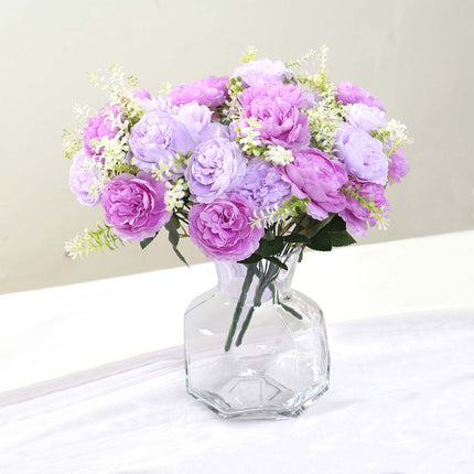 AliKopy 2-Pack 14" Lavender Silk Peony Bouquet – Lifelike Floral Decor
