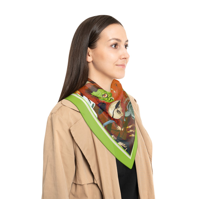 Artist-Crafted Halloween Sheer Polyester Scarf - Unique Statement Piece for Fashionistas