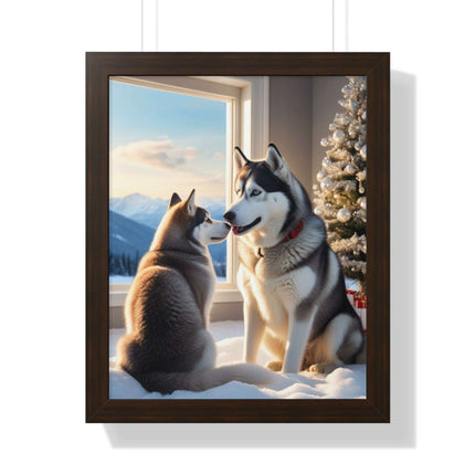 Sustainable Holiday Husky Vertical Wall Art Print