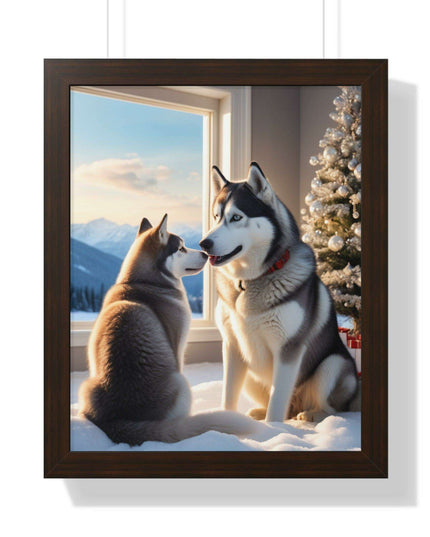 Sustainable Holiday Husky Vertical Wall Art Print