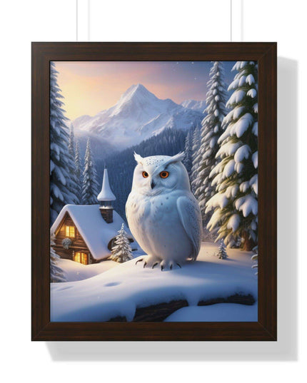 Sustainable Winter Owl Framed Wall Art: Elegant Eco-Friendly Decor for Your Home