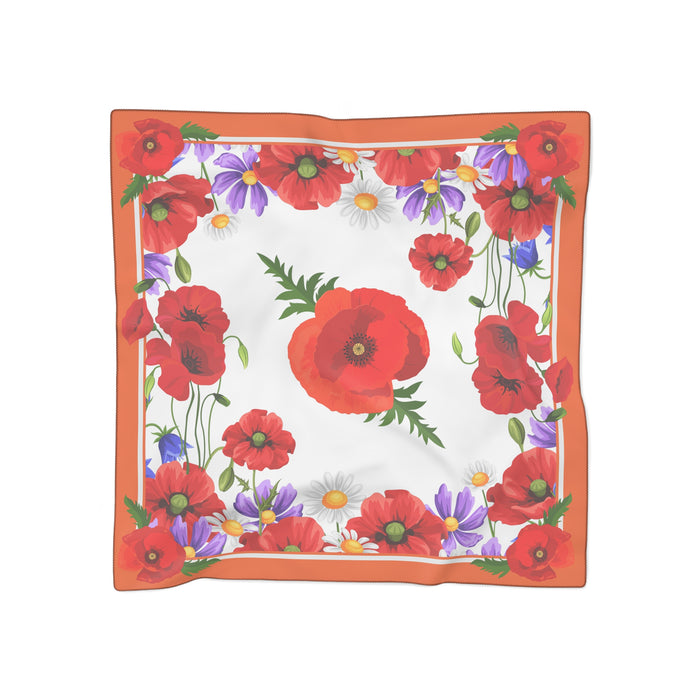 Elegant Fall Red Poppies Sheer Floral Scarf - Elevate Your Style