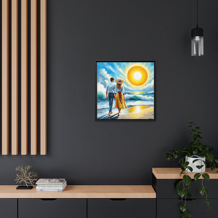 Tranquil Shoreline - Sustainable Canvas Art with Pinewood Frame