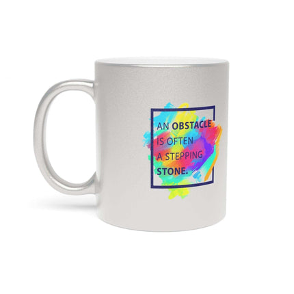 Chic Metallic Ceramic Coffee Mug - Elegant Silver & Gold Design for Stylish Sipping