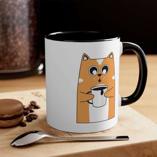 Colorful Feline Ceramic Coffee Cup - Personalized Dual-Tone Style (11oz)