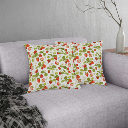 Vibrant Strawberry Outdoor Pillow Set with Concealed Zipper - Water-Resistant and Stylish