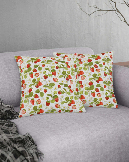 Vibrant Strawberry Outdoor Pillow Set with Concealed Zipper - Water-Resistant and Stylish
