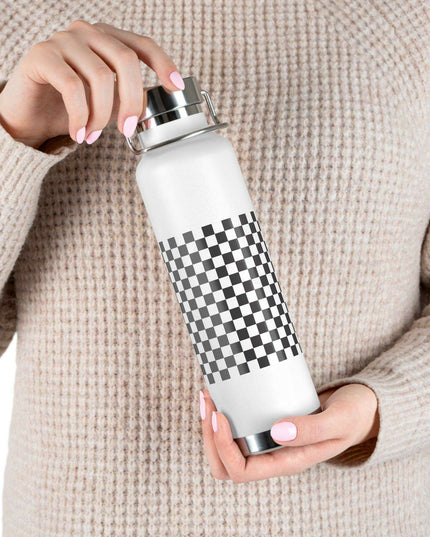 Checked Design 22 oz Insulated Stainless Steel Water Bottle - Perfect Travel Hydration Solution