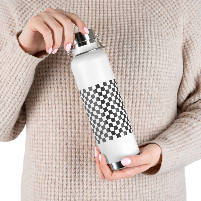 22 Oz Stainless Steel Vacuum Insulated Water Bottle with Wide Mouth - Checked Design