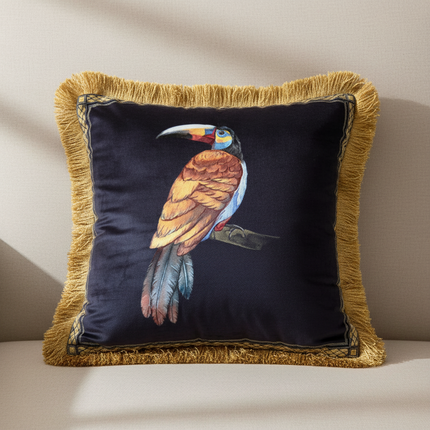 Rainforest Geometric Print Velvet Cushion Cover