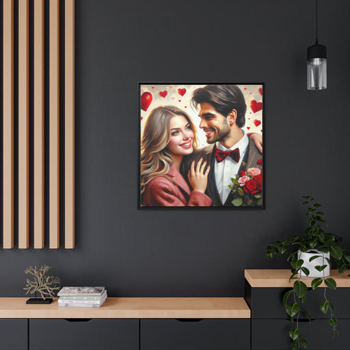 Elegant Matte Valentine's Day Canvas Print Set with Sustainable Pinewood Frame - Multiple Sizes Offered