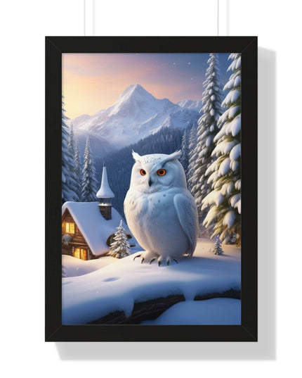 Sustainable Winter Owl Framed Wall Art: Elegant Eco-Friendly Decor for Your Home