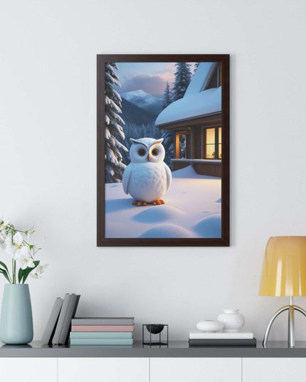 Charming Sustainable Owl Framed Art Print - Maison d'Elite Vertical Poster