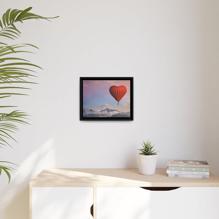 Air Balloon Romantic Valentine Matte Canvas Pinewood Frame