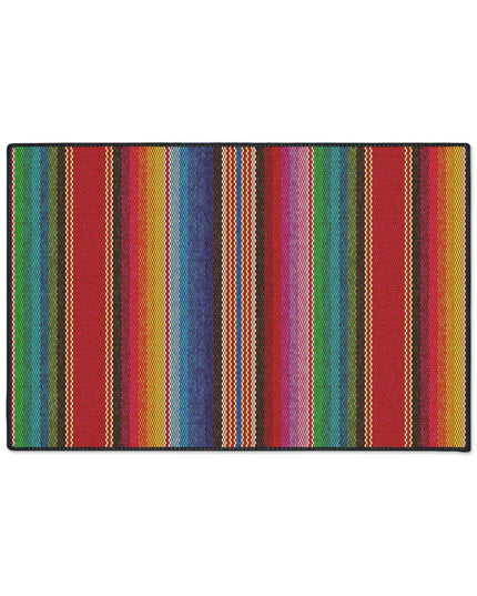 Elegant Vintage Luxe Ethnic Floor Mat with Chic Black Trim