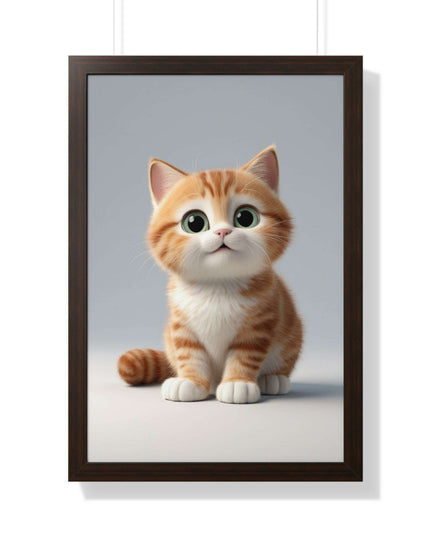 Sustainable Chic Cat Art Framed Print for Eco-Friendly Home Decor