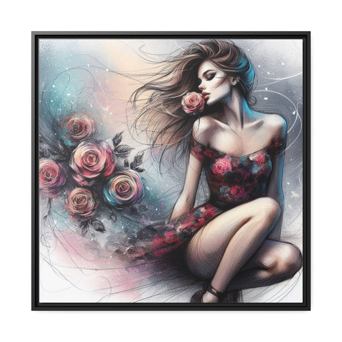 Elegant Valentine Matte Canvas Print Set with Black Pinewood Frame