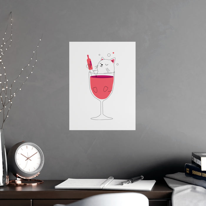 Chic Cat Wine Matte Posters for Elevated Home Decor