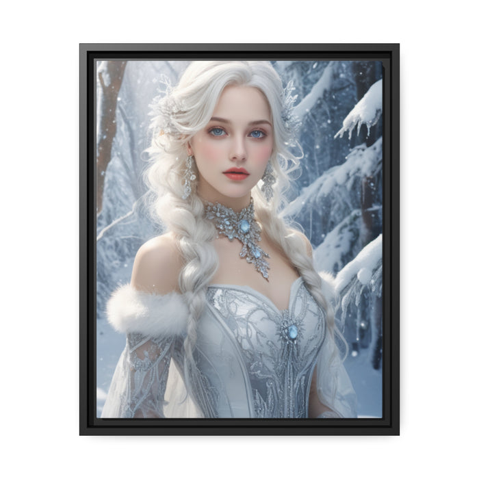 Elegant Snow White Christmas Gaming Matte Canvas with Black Pinewood Frame - Premium Quality Wall Art for Home Décor