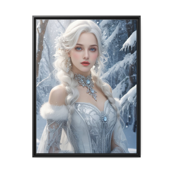 Elegant Snow White Girl Christmas Gaming Matte Canvas - Sustainable Wall Art for Stylish Home Décor