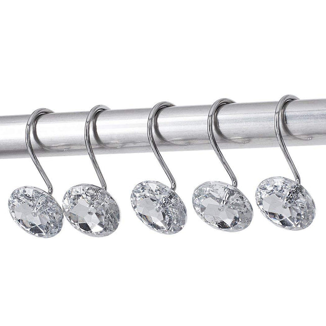 Rhinestone Shower Curtain Hooks – Acrylic, Set of 12