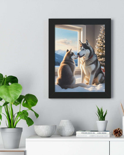 Sustainable Holiday Husky Vertical Wall Art Print