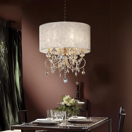 Room & Decor Aurora 24.5" Tall Metal Ceiling Lamp, Brass Gold & Crysta