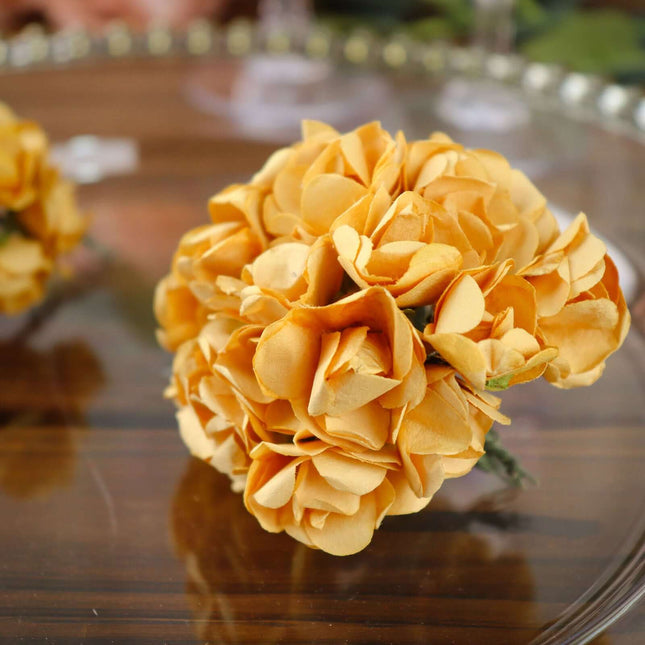 AliKopy 144 Gold Paper Mini Craft Roses - DIY, Wire Stems Included