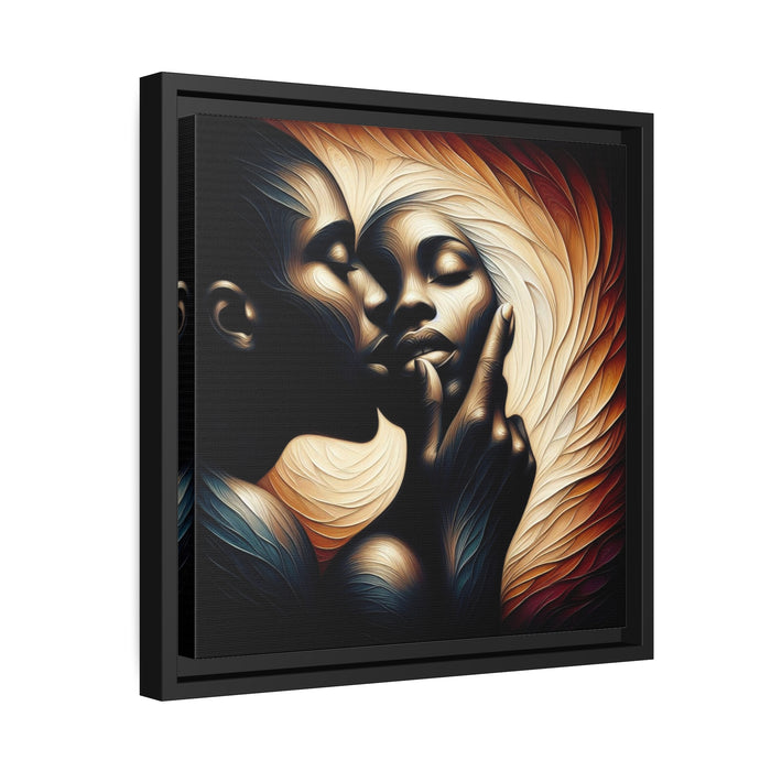Elegant Black Pinewood Framed Valentine's Canvas Art