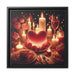 Sleek Black Pine Framed Valentine Night Canvas Art