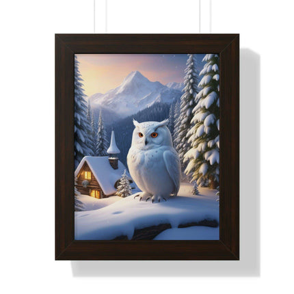 Sustainable Winter Owl Framed Wall Art: Elegant Eco-Friendly Decor for Your Home