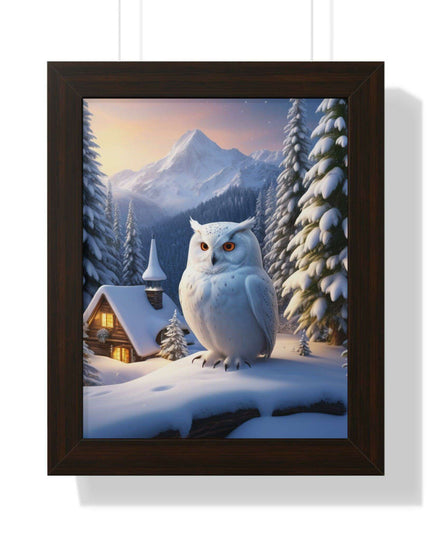 Sustainable Winter Owl Framed Wall Art: Elegant Eco-Friendly Decor for Your Home
