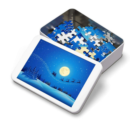 Customizable Family Jigsaw Puzzle Set in Stylish Metal Tin - Made in the USA for Quality Time