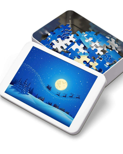 Customizable Family Jigsaw Puzzle Set in Stylish Metal Tin - Made in the USA for Quality Time