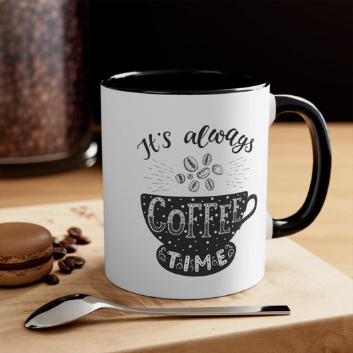 Vibrant Custom Accent Ceramic Coffee Mug - 11oz Two-Tone Design