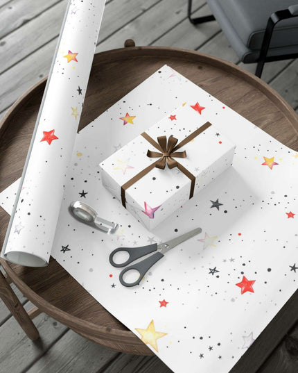 Personalized Luxe Pink Star Holiday Wrapping Paper - Eco-Friendly Premium Quality